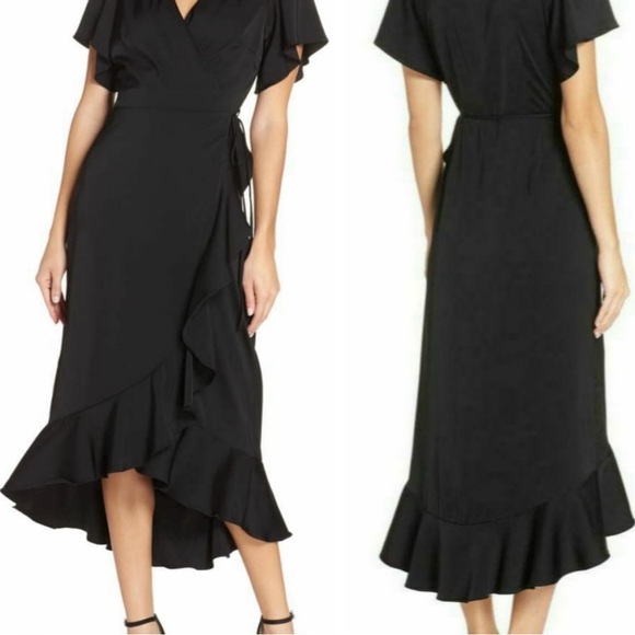 Chelsea28 Midi Ruffle Wrap Dress Size M - Picture 1 of 15